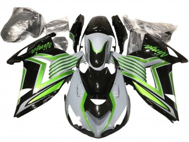 Carena Moto Kawasaki ZX14R ZZR1400 2012-2024 - Bianco Verde Nero Lucido Fabbrica