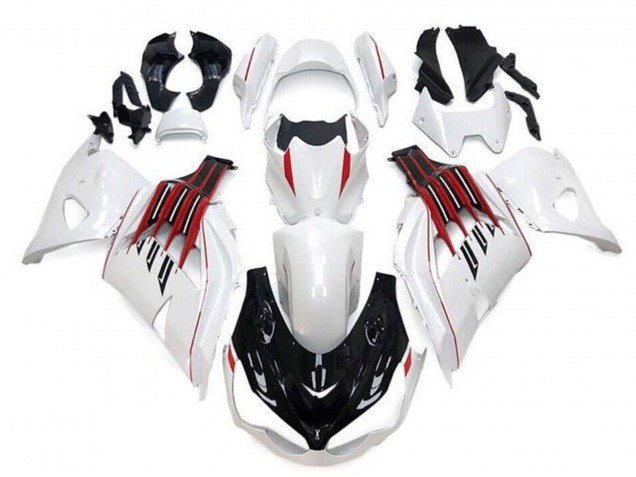 Carena Moto Kawasaki ZX14R ZZR1400 2012-2024 - Bianco Nero Rosso Banda