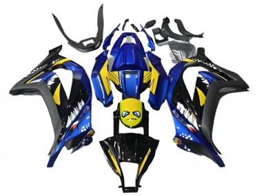 Carena Moto Kawasaki EX300 2013-2024 - Blu Giallo Nero Squalo Fabbrica