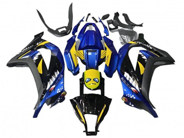 Carena Moto Kawasaki EX300 2013-2024 - Blu Giallo Nero Squalo