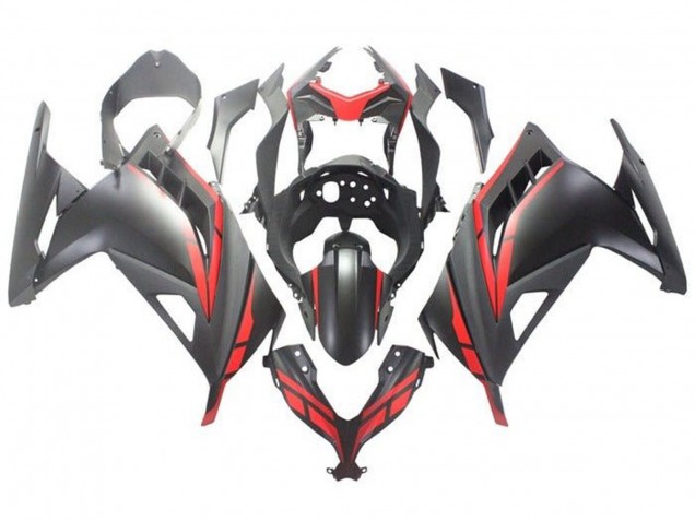 Carena Moto Kawasaki EX300 2013-2024 - Nero Opaco Rosso
