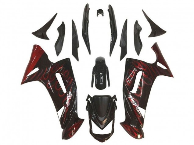 Carena Moto Kawasaki Ninja 650 EX650 2006-2008 - Nero Lucido Rosso Fiamma