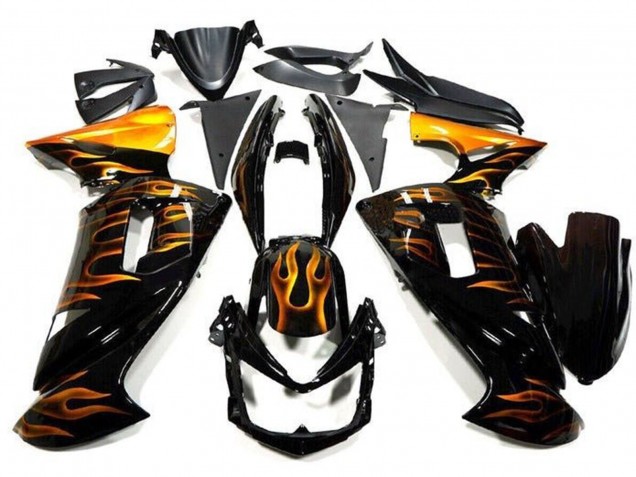 Carena Moto Kawasaki Ninja 650 EX650 2006-2008 - Nero Lucido Oro Fiamma