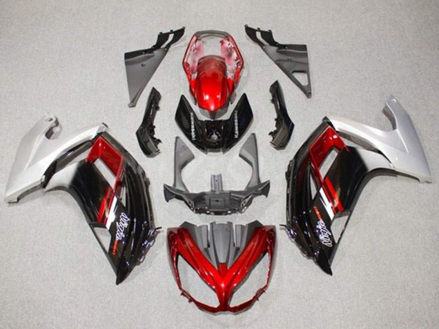 Carena Moto Kawasaki Ninja 650 EX650 2012-2016 - Argento Rosso Nero Lucido