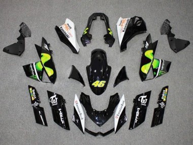 Carena Moto Kawasaki Z1000 2010-2013 - Nero Lucido Bianco Verde MoviStar Mostro Fabbrica