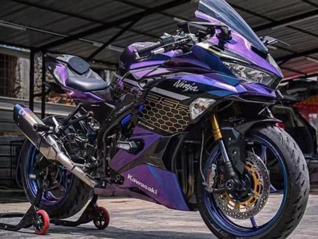 Carena Moto Kawasaki ZX25R ZX-25R 2019-2025 - Viola Blu Oro Pendenza Honeycomb