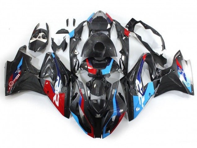 Carena Moto BMW S1000RR 2017-2018 - Blu Rosso Falso Fibra di Carbonio