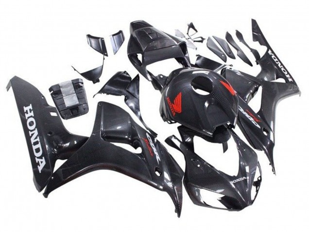 Carena Moto Honda CBR1000RR 2006-2007 - Falso Fibra di Carbonio Rosso Bianco