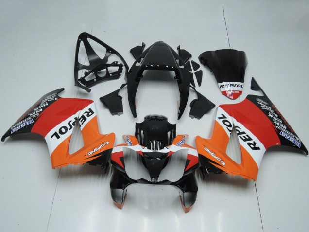 Carena Moto Honda VFR 800 2002-2013 - Arancia Bianco Rosso Nero Lucido Repsol
