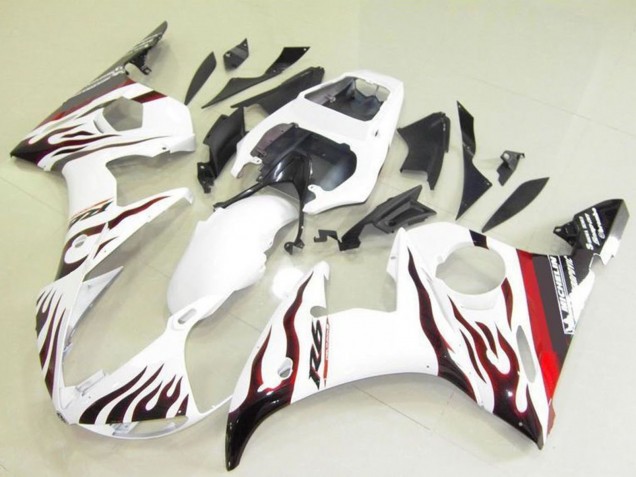 Carena Moto Yamaha YZF R6 2003-2004 - Bianco Rosso Nero Fiamma Michelin