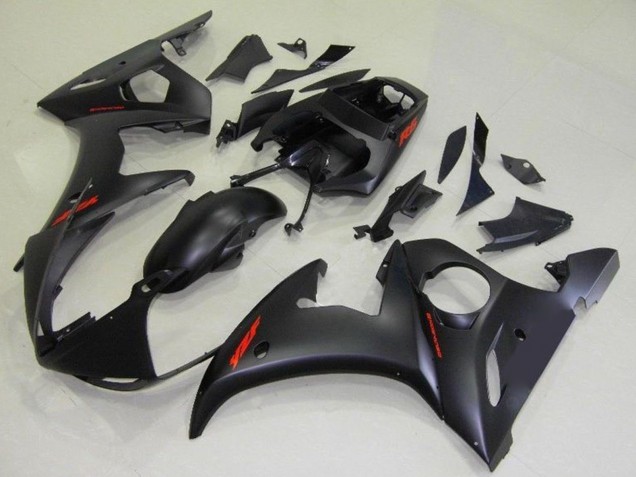 Carena Moto Yamaha YZF R6 2003-2004 - Nero Opaco Rosso Decals