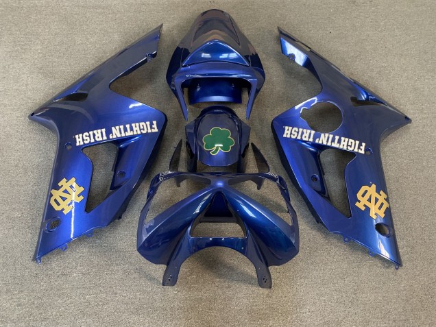 Carena Moto Kawasaki ZX6R 2003-2004 - Blu Verde Oro Bianco Fighting Irish