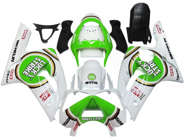 Carena Moto Kawasaki ZX6R 2003-2004 - Bianco Verde Motul Lucky Strike