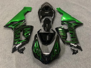 Carena Moto Kawasaki ZX6R 2005-2006 - Nero Lucido Verde Fiamma Fabbrica