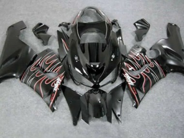 Carena Moto Kawasaki ZX6R 2005-2006 - Nero Lucido Rosso Bianco Fiamma Fabbrica