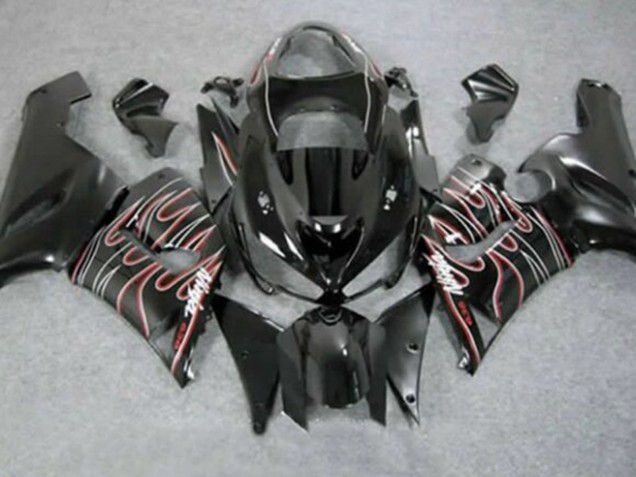 Carena Moto Kawasaki ZX6R 2005-2006 - Nero Lucido Rosso Bianco Fiamma