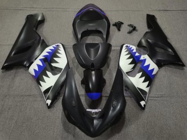 Carena Moto Kawasaki ZX6R 2005-2006 - Nero Opaco Bianco Blu Squalo Fabbrica