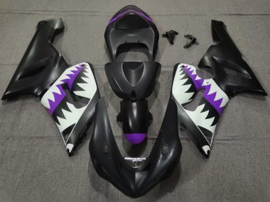 Carena Moto Kawasaki ZX6R 2005-2006 - Nero Opaco Bianco Viola Squalo Fabbrica