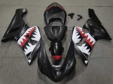 Carena Moto Kawasaki ZX6R 2005-2006 - Nero Opaco Bianco Rosso Squalo Fabbrica