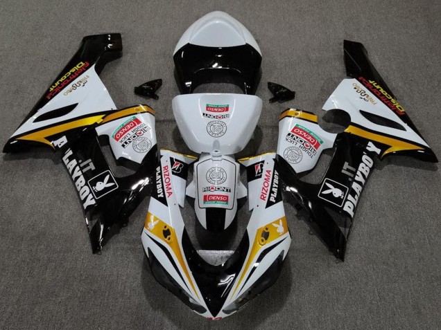 Carena Moto Kawasaki ZX6R 2005-2006 - Bianco Nero Oro Rosso Rizoma Playboy