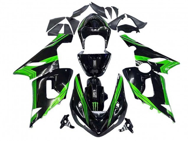 Carena Moto Kawasaki ZX6R 2005-2006 - Verde Nero Lucido Mostro Banda