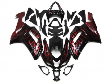 Carena Moto Kawasaki ZX6R 2007-2008 - Nero Bianco Rosso Fiamma Fabbrica