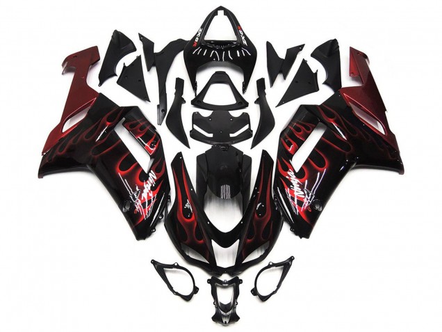 Carena Moto Kawasaki ZX6R 2007-2008 - Nero Bianco Rosso Fiamma
