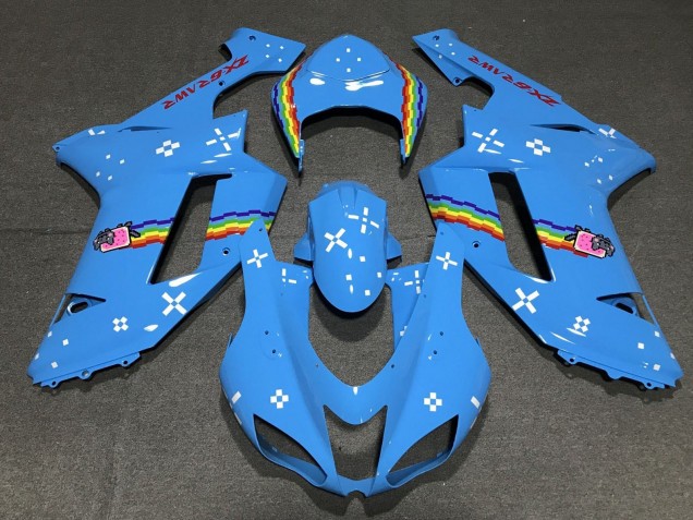 Carena Moto Kawasaki ZX6R 2007-2008 - Azzurro Chiaro Arcobaleno
