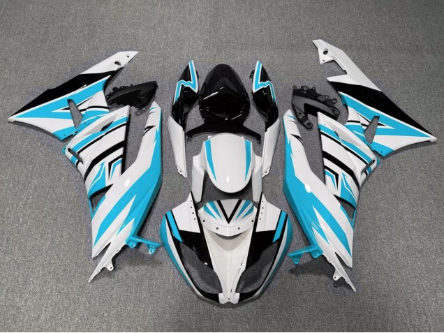 Carena Moto Kawasaki ZX6R 2009-2012 - Bianco Azzurro Chiaro Nero