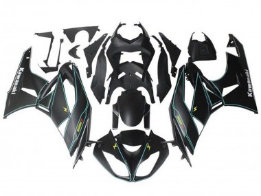 Carena Moto Kawasaki ZX6R 2009-2012 - Nero Opaco Blu Giallo Banda Fabbrica