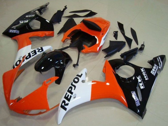 Carena Moto Yamaha YZF R6 2003-2004 - Arancia Bianco Nero Lucido Repsol