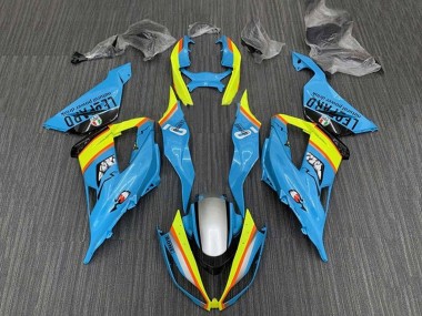 Carena Moto Kawasaki ZX6R 2013-2018 - Azzurro Chiaro Giallo Arancia Nero Argento Fabbrica