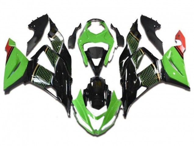 Carena Moto Kawasaki ZX6R 2013-2018 - Verde Nero Rosso Honeycomb