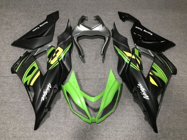 Carena Moto Kawasaki ZX6R 2013-2018 - Nero Opaco Verde Giallo Fabbrica