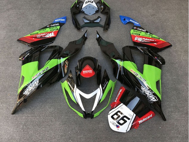 Carena Moto Kawasaki ZX6R 2013-2018 - Verde Nero Rosso Bianco Motocard 66