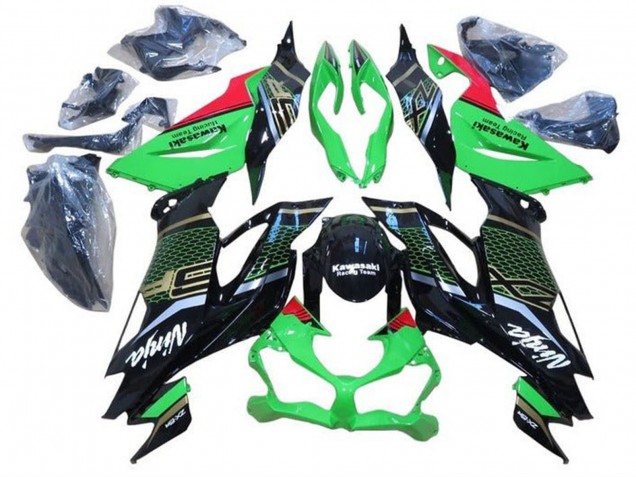 Carena Moto Kawasaki ZX6R 2019-2022 - Verde Rosso Nero Lucido Honeycomb