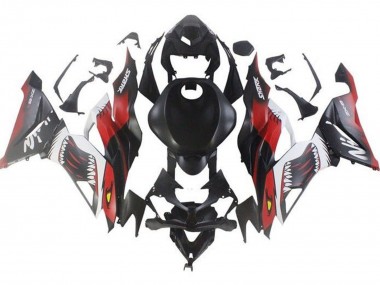 Carena Moto Kawasaki ZX6R 2019-2022 - Nero Opaco Rosso Bianco Squalo Fabbrica