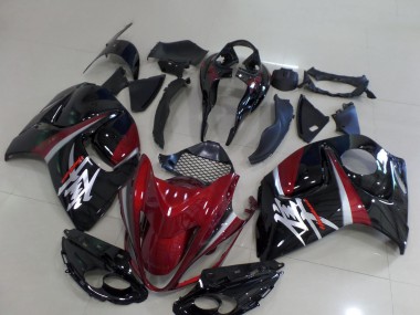 Carene Moto Suzuki GSXR 1300 Hayabusa 2008-2020 - Rosso Scuro Nero Argento Fabbrica