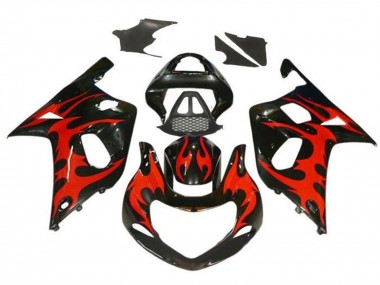 Carena Moto Suzuki GSXR1000 2000-2002 - Nero Lucido Rosso Tribal Fabbrica
