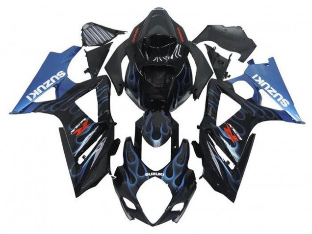 Carena Moto Suzuki GSXR 1000 2005-2006 - Nero Azzurro Chiaro Fiamma