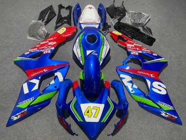 Carena Moto Suzuki GSXR 1000 2005-2006 - Blu Verde Bianco Rosso 47 Corsa Fabbrica