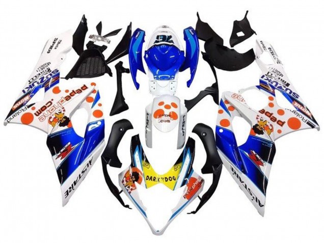 Carena Moto Suzuki GSXR 1000 2005-2006 - Bianco Blu Arancia Giallo Dark Dog