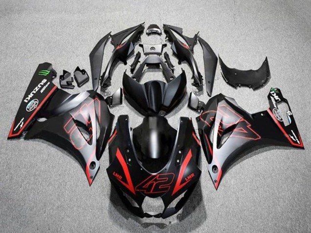 Carene Moto Suzuki GSXR1000 2017-2025 - Nero Opaco Rosso 42