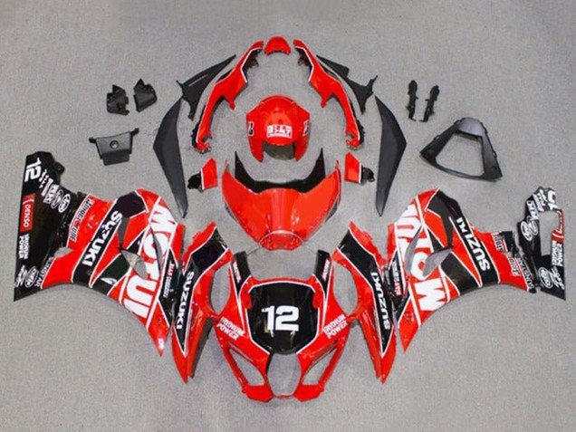 Carene Moto Suzuki GSXR1000 2017-2025 - Rosso Bianco Nero Motul 12