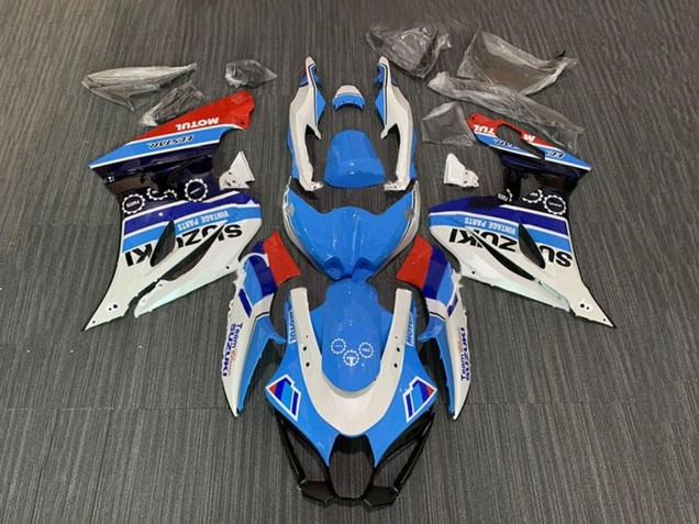 Carena Moto Suzuki GSXR1000 2017-2024 - Bianco Blu Banda Rosso Motul