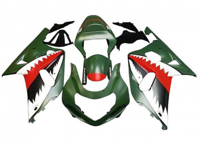 Carena Moto Suzuki GSXR 600 / GSXR 750 2001-2003 - Verde Militare Opaco Bianco Rosso Squalo