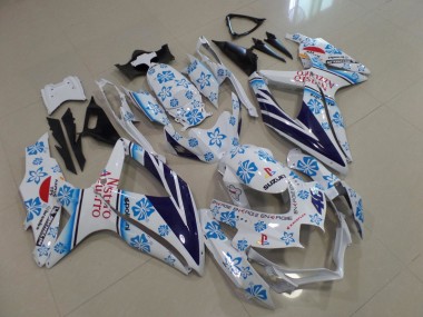 Carena Moto Suzuki GSXR 600 / GSXR 750 2008-2010 - Bianco Blu Fiore Rosso Nastro Azzurro Fabbrica