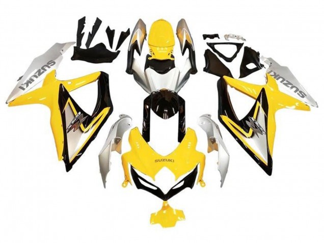 Carena Moto Suzuki GSXR 600 / GSXR 750 2008-2010 - Argento Giallo Nero Lucido