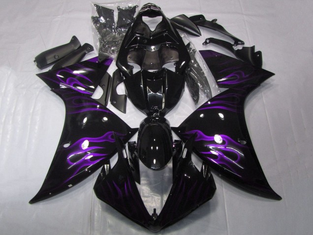 Carena Moto Yamaha YZF 1000 R1 2009-2011 - Nero Lucido Viola Fiamma