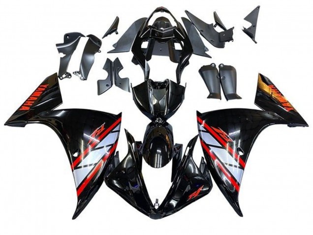 Carena Moto Yamaha YZF 1000 R1 2009-2011 - Nero Lucido Argento Rosso Banda